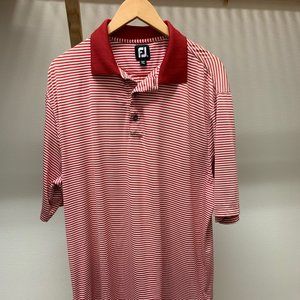 FootJoy Men's Red and White Striped Polo